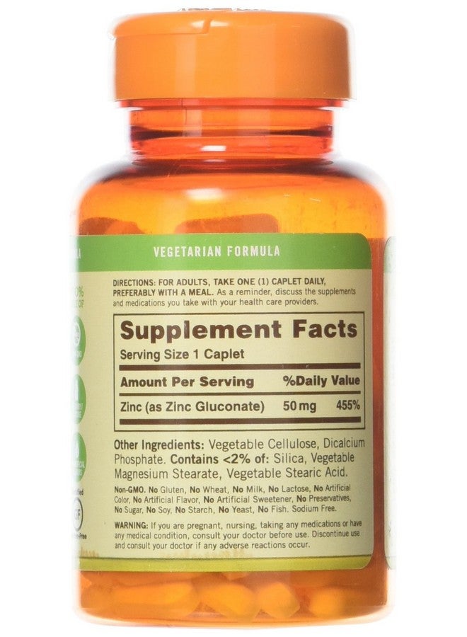 Sundown, Zinc Gluconate 50Mg Caplets, 100 ct - Image 2