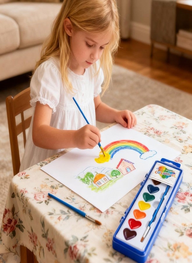 ARTLYMERS 2 Pack 8 Washable Heart Shaped Watercolor Paint Set Kids, Valentines Water Colors Paint Sets with Paintbrush, Art Supplies for Preschool Classroom Party Favor Gifts Prizes Exchange - Image 3