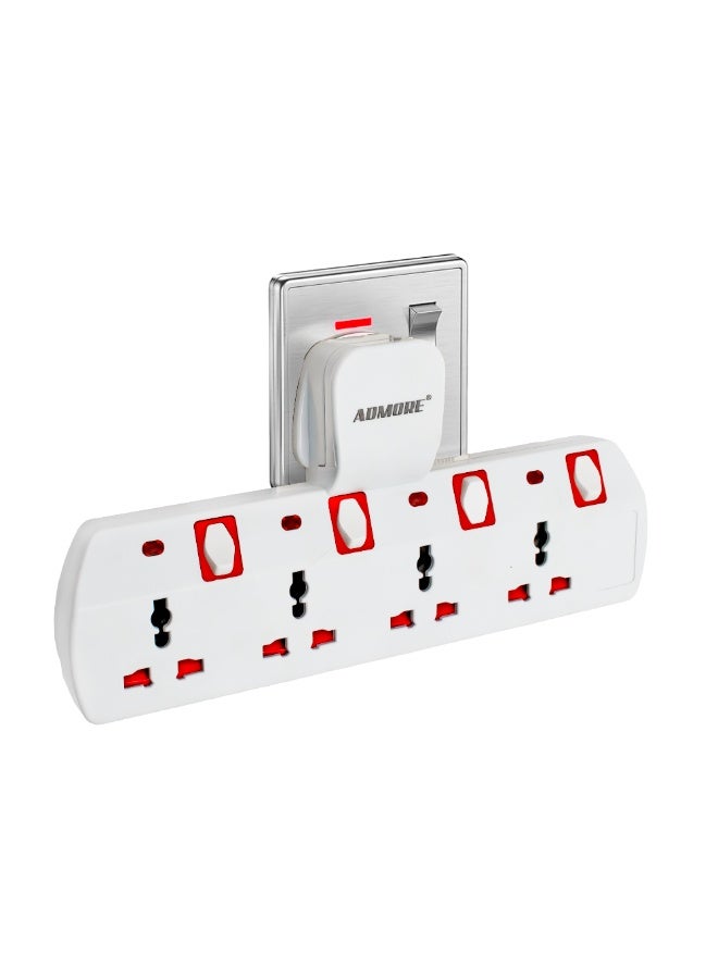 أدمور مشترك كهربائي 4 منافذ - محول طاقة عالمي وموزع مقابس - موسع مقبس حائط كهربائي مدمج للمكتب المنزلي والسفر والمطبخ - Image 1
