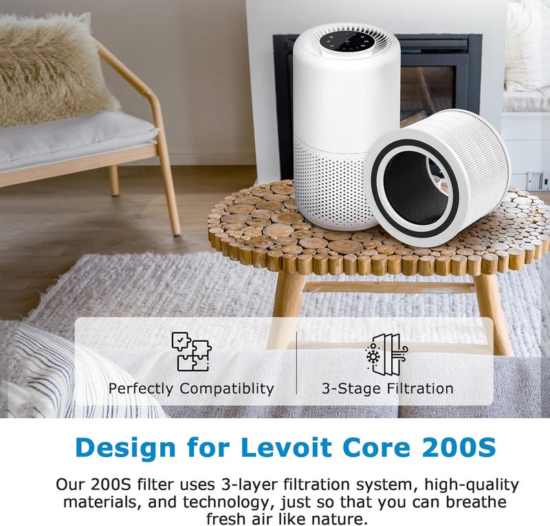 isingo Core 200S-P Replacement Filter Compatible with LEVOIT Core 200S Smart WiFi Air PuriFier, Core 200S-RF Air Filter, 2 Pack - Image 3