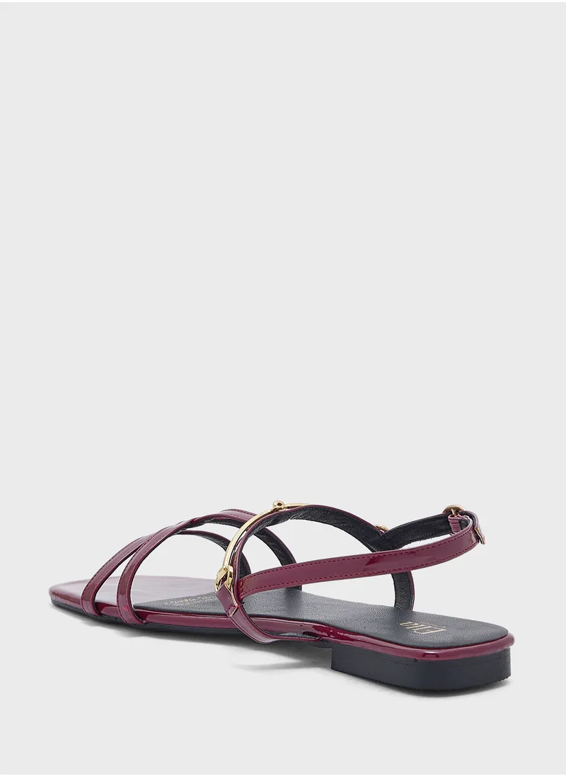 ايلا Metal Trim Detail Backstrap Sandal