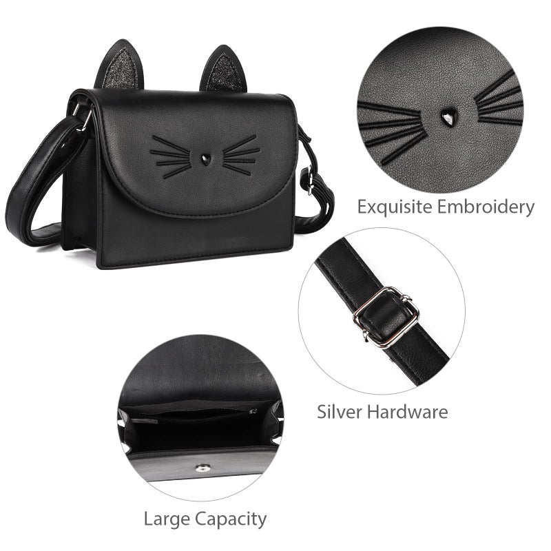 AFKOMST Cute Purses for Teen Girls Small Crossbody Purse and Handbags Cat Gifts for Kids - Image 4