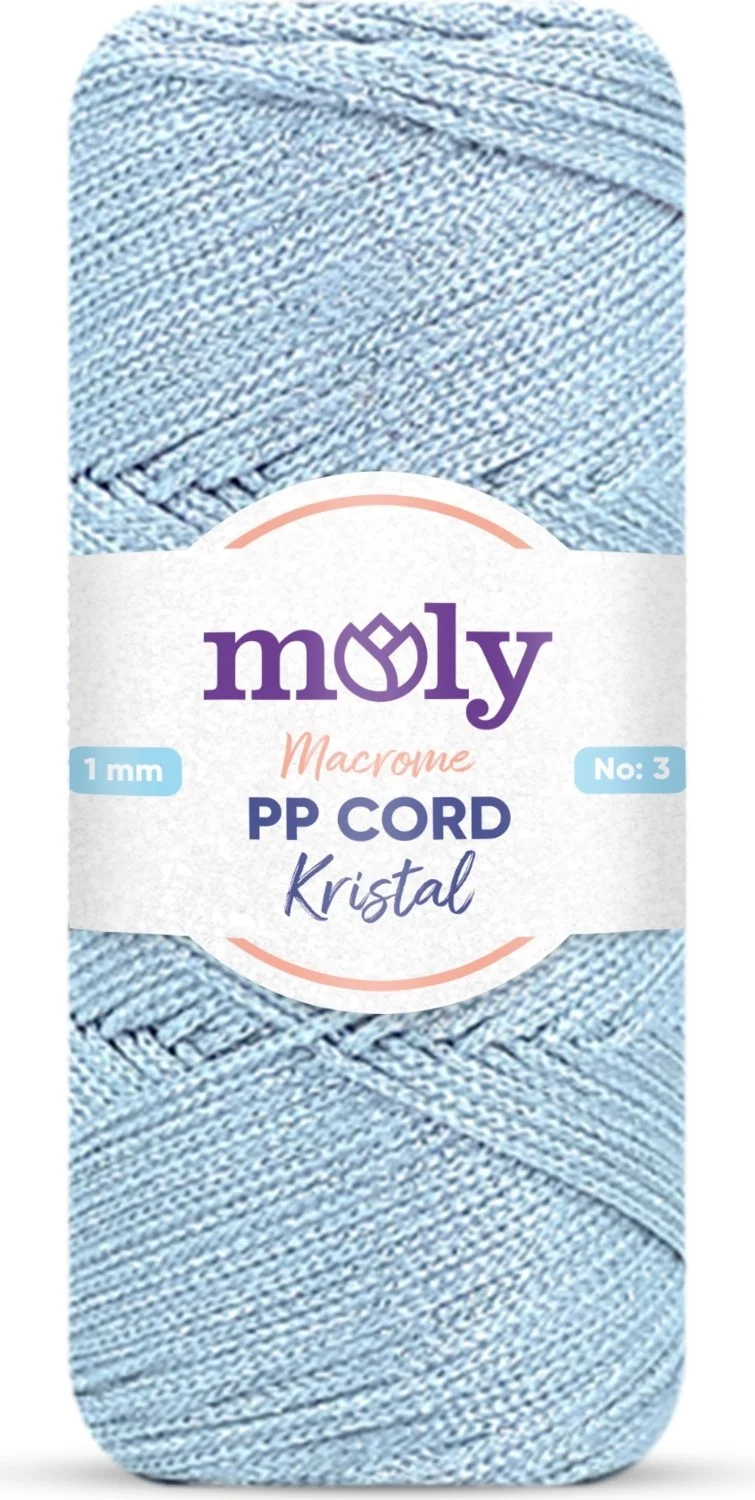 مولي PP Cord Crystal Glitter Polyester Macrame Hand Knitting Yarn 200 gr