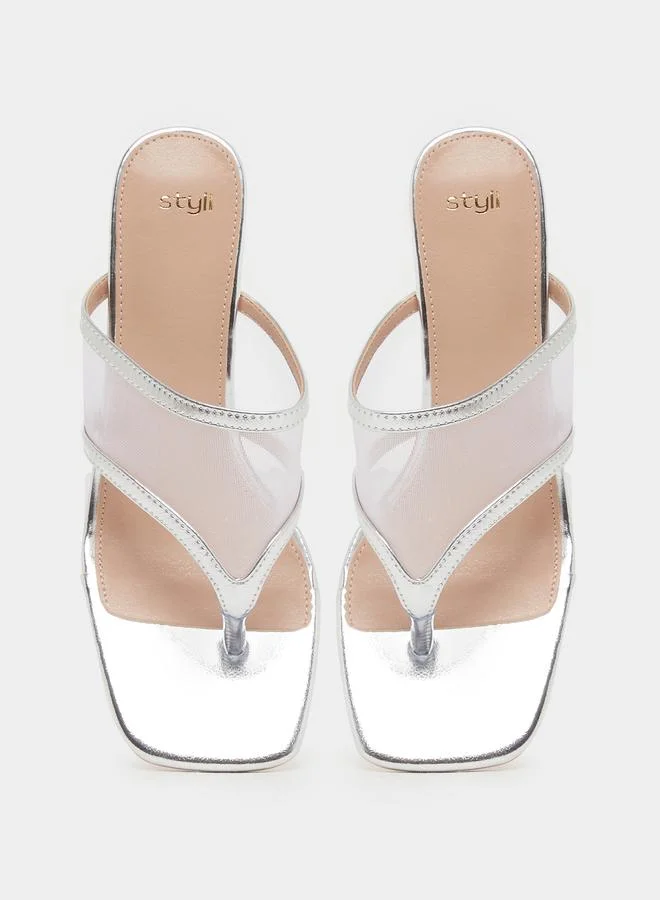 Styli Styli Transparent Thong Toe Stiletto Heel Sandals