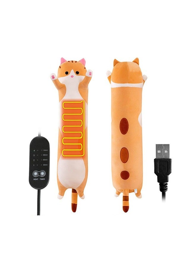 19.7 inch portable menstrual cramps and neck shoulder pain relief heating pad plush cat with soft warm belly usb powered gift for daughter girlfriend wife - Image 1