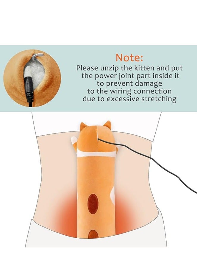 19.7 inch portable menstrual cramps and neck shoulder pain relief heating pad plush cat with soft warm belly usb powered gift for daughter girlfriend wife - Image 5