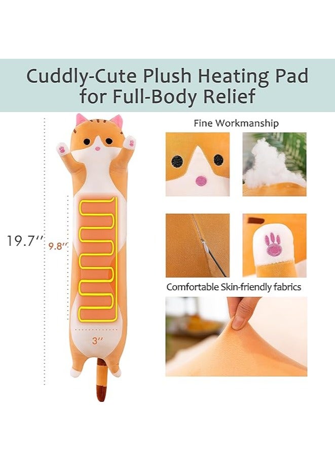 19.7 inch portable menstrual cramps and neck shoulder pain relief heating pad plush cat with soft warm belly usb powered gift for daughter girlfriend wife - Image 4