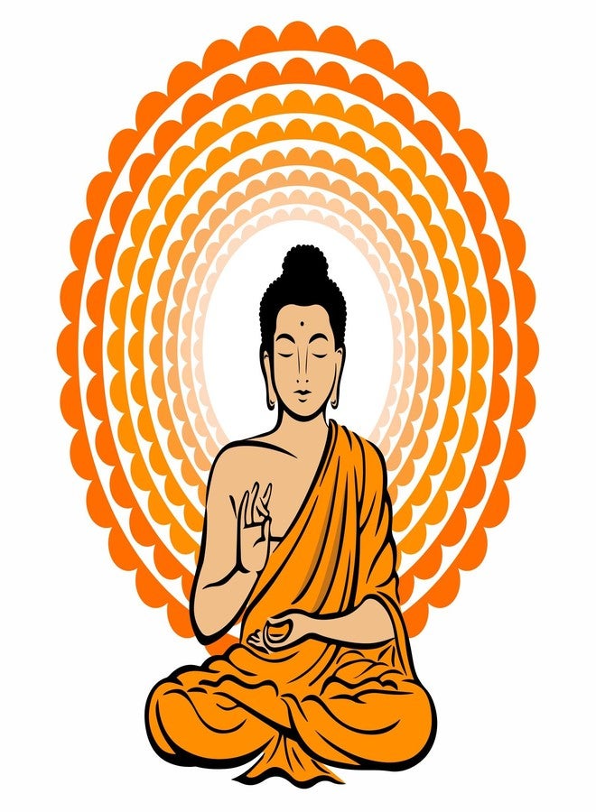 Sticker Yard Lord Gautam Buddha Vinyl Wall Sticker for Living Room/Bedroom/Office and All Decorative Wall Stickers Size 50X55CM - Image 1