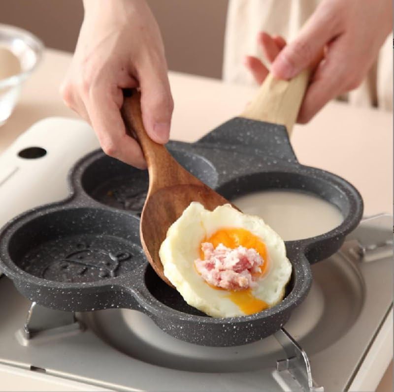 SNAPCOM 4 Hole Egg Frying pan MultiFunction Breakfast pan NonStick Household Omelette pan Pancake Mold Kitchen Utensils Fry Pan Ceramic Pan for Egg Cookware Kadai for Cooking 1 pcs - Image 5