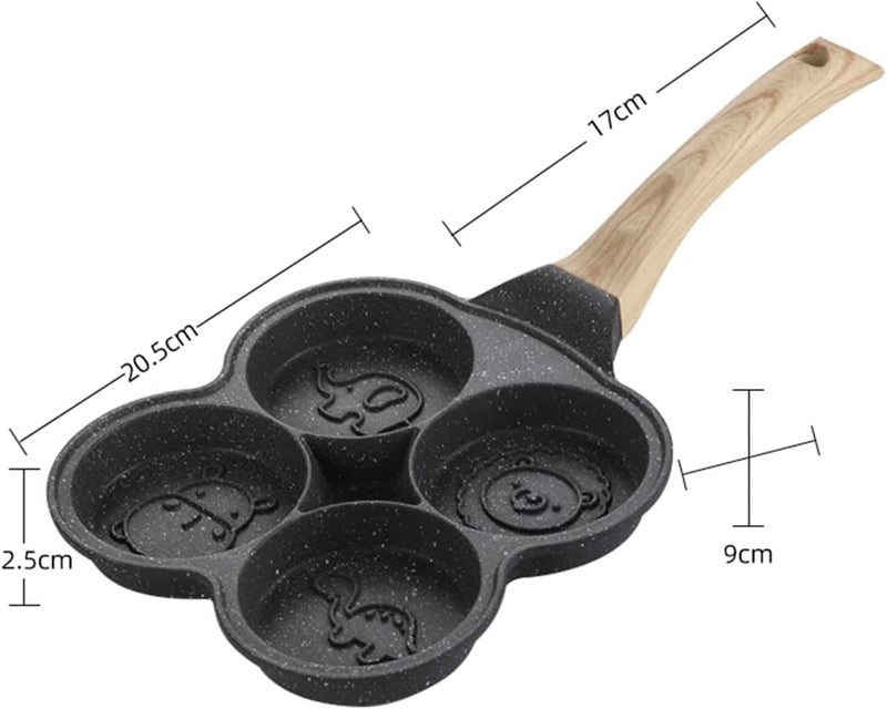 SNAPCOM 4 Hole Egg Frying pan MultiFunction Breakfast pan NonStick Household Omelette pan Pancake Mold Kitchen Utensils Fry Pan Ceramic Pan for Egg Cookware Kadai for Cooking 1 pcs - Image 2