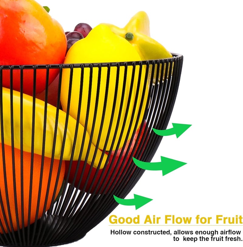 Wire Fruit Basket Black Fruit Bowl for Kitchen Counter Wave Fruit Basket Serving Bowl Wire Fruit Dish for Fruits and Veggiesyx  - Image 4