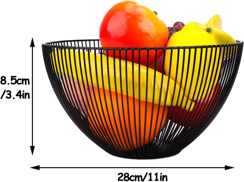 Wire Fruit Basket Black Fruit Bowl for Kitchen Counter Wave Fruit Basket Serving Bowl Wire Fruit Dish for Fruits and Veggiesyx  - Image 2
