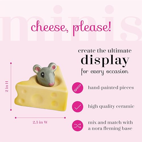 nf nora fleming Nora Fleming Hand-Painted Mini: Cheese, Please (Mouse and Cheese) A223 - Image 2