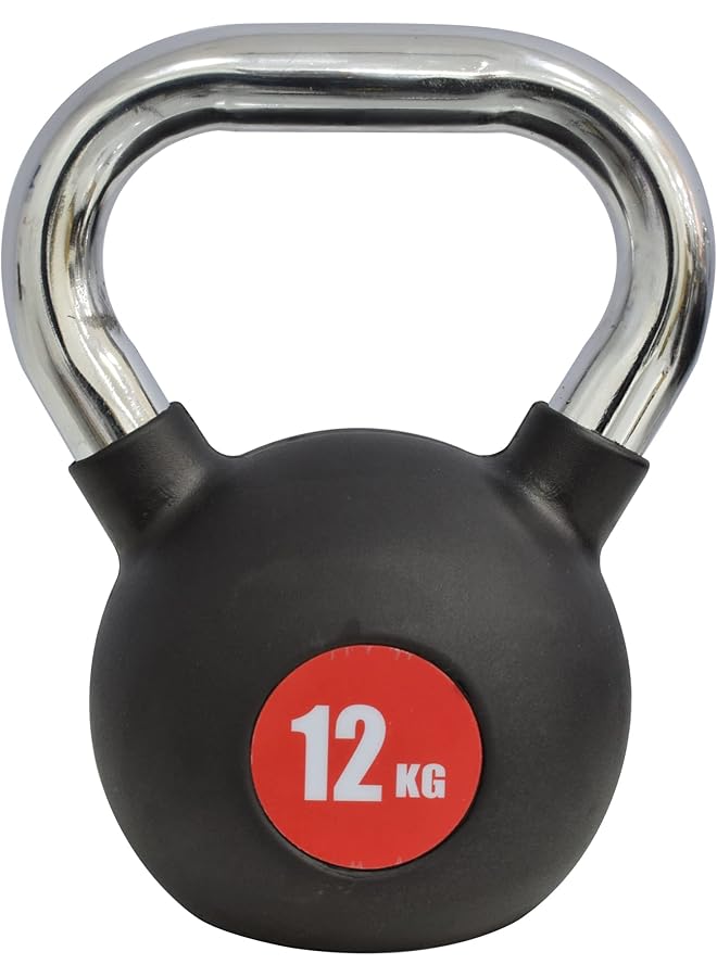 Sky Land 12Kg Rubber Coated Cast Iron Kettlebell With Chrome Handle Weight For Full Body Workout Home & Gym Fitness Strength & Cardio Training – Em 9267 12 - Image 1