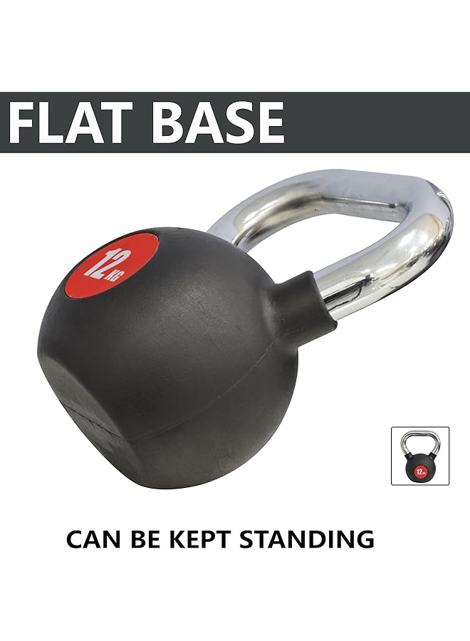 Sky Land 12Kg Rubber Coated Cast Iron Kettlebell With Chrome Handle Weight For Full Body Workout Home & Gym Fitness Strength & Cardio Training – Em 9267 12 - Image 5