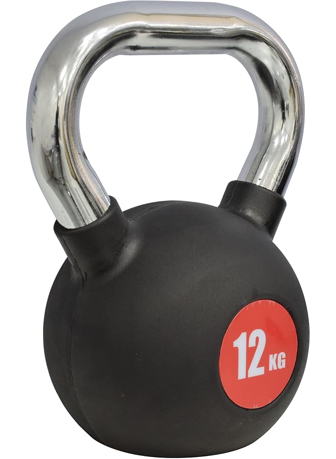 Sky Land 12Kg Rubber Coated Cast Iron Kettlebell With Chrome Handle Weight For Full Body Workout Home & Gym Fitness Strength & Cardio Training – Em 9267 12 - Image 2
