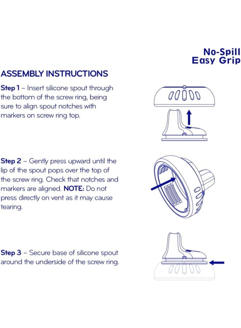 Nuby 3 Pack No Spill Toddler Sippy Cups - Toddler Cups Spill Proof with Easy and Firm Grip - Blue, Aqua, Green - Image 4