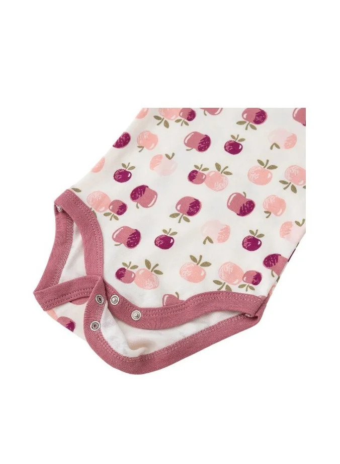 Bambimici Bambimici Apple Print Babysuit 4-Piece Set with Headbands - Pink