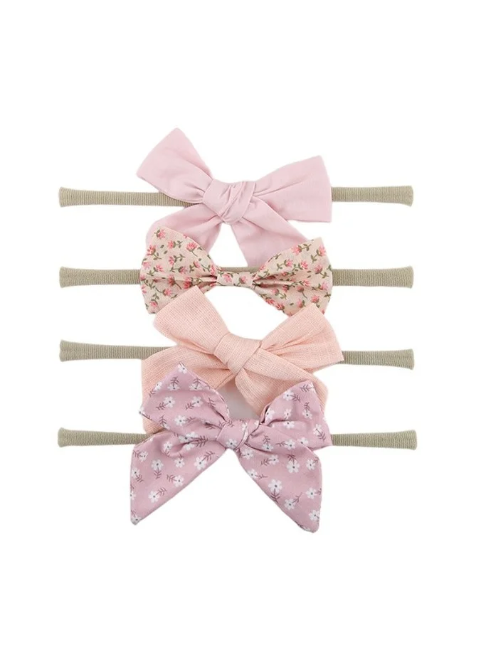 Bambimici Bambimici Apple Print Babysuit 4-Piece Set with Headbands - Pink