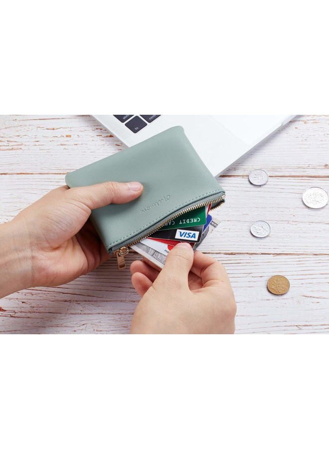 Chelmon Vegan Leather Coin Purse Pouch Change Purse With Zipper For Men Women (Green Light) - Image 4