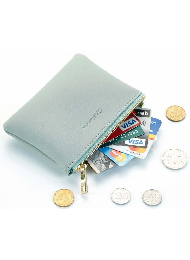Chelmon Vegan Leather Coin Purse Pouch Change Purse With Zipper For Men Women (Green Light) - Image 2