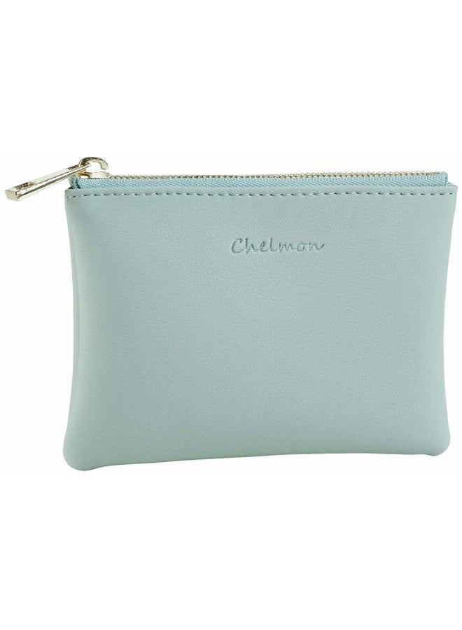 Chelmon Vegan Leather Coin Purse Pouch Change Purse With Zipper For Men Women (Green Light) - Image 1