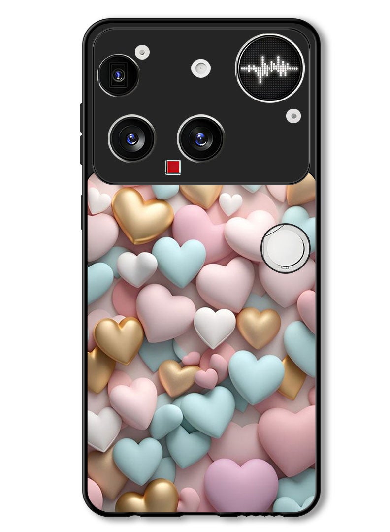 Theodor Case Compatible with Nothing Phone (3) 6.67 Inch Protection Shockproof Bumper Cover Colourful Hearts - Image 1