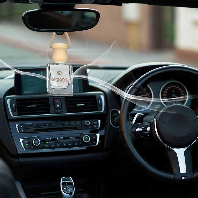 Airganic Swing Prime Car Perfume Hanging Pod| Musk, Camphor & Cool Aqua Water| Pack 3 | Car Air Freshener |Natural Essential Fragrance Oils in Glass Bottle with Wooden Diffuser Lid |Last Upto 60 Days - Image 3