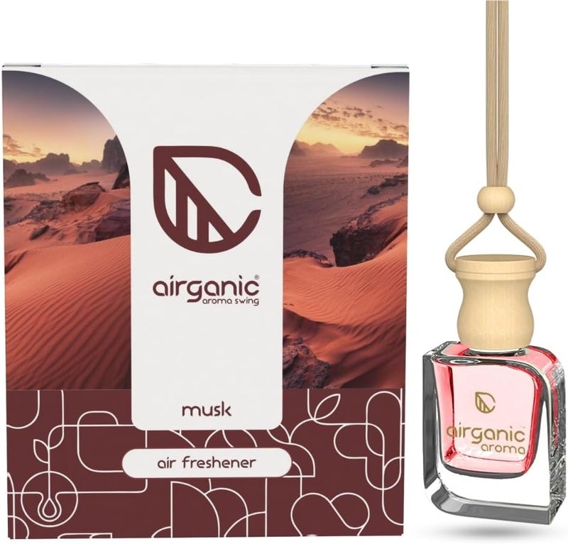 Airganic Swing Prime Car Perfume Hanging Pod| Musk, Camphor & Cool Aqua Water| Pack 3 | Car Air Freshener |Natural Essential Fragrance Oils in Glass Bottle with Wooden Diffuser Lid |Last Upto 60 Days - Image 4