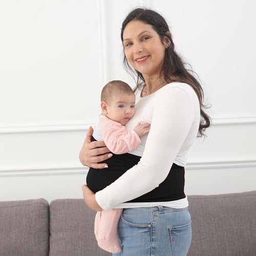 Kloovete Baby Wrap Carrier Perfect Baby Carrier Wrap Sling for Newborn and Infant up to 35 lbs BlackWhite M S M L of Clothing Size - Image 3