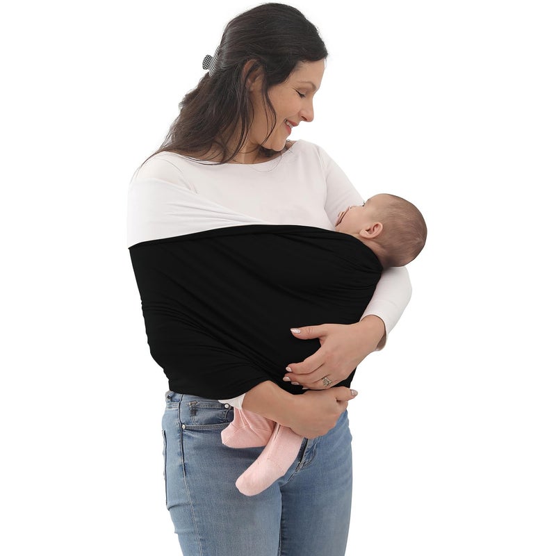 Kloovete Baby Wrap Carrier Perfect Baby Carrier Wrap Sling for Newborn and Infant up to 35 lbs BlackWhite M S M L of Clothing Size - Image 2