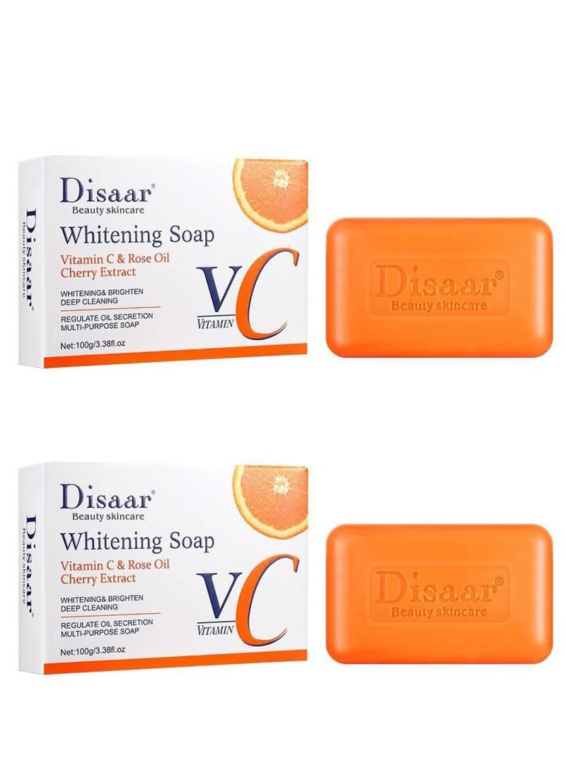 Two pieces of vitamin C whitening soap, rose oil and cherry extract, 100*2 grams