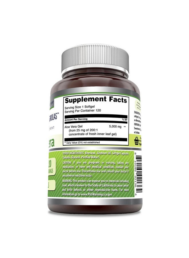 Amazing Nutrition Amazing Formulas Aloe Vera 5000Mg 120 Softgels Supplement ; Nongmo ; Gluten Free - Image 3