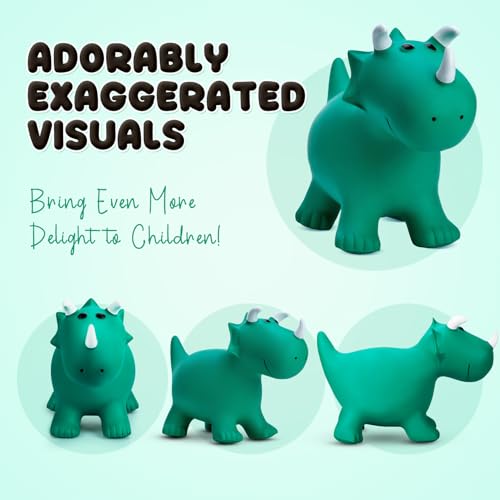 VangeBow Dinosaur Bouncy Animal for Toddlers 3 Ride On Dinosaur Hopper Toys for 3 Year Old Girl Boy Kid First Birthday Gift Outdoor Indoor Triceratops Hopping Horse Bouncer Pump Included - Image 5