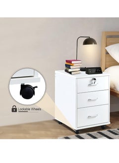 JOMILA Lockable Rolling Container with 3 Drawers Filing Cabinet Under Desk Office Cabinet with Wheels Documents in DIN A4 Legal Letter Format Office Furniture Office  - Image 5