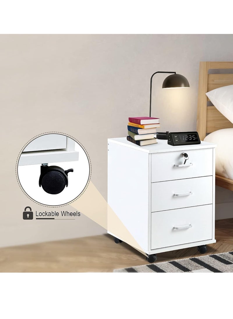 JOMILA Lockable Rolling Container with 3 Drawers Filing Cabinet Under Desk Office Cabinet with Wheels Documents in DIN A4 Legal Letter Format Office Furniture Office  - Image 5