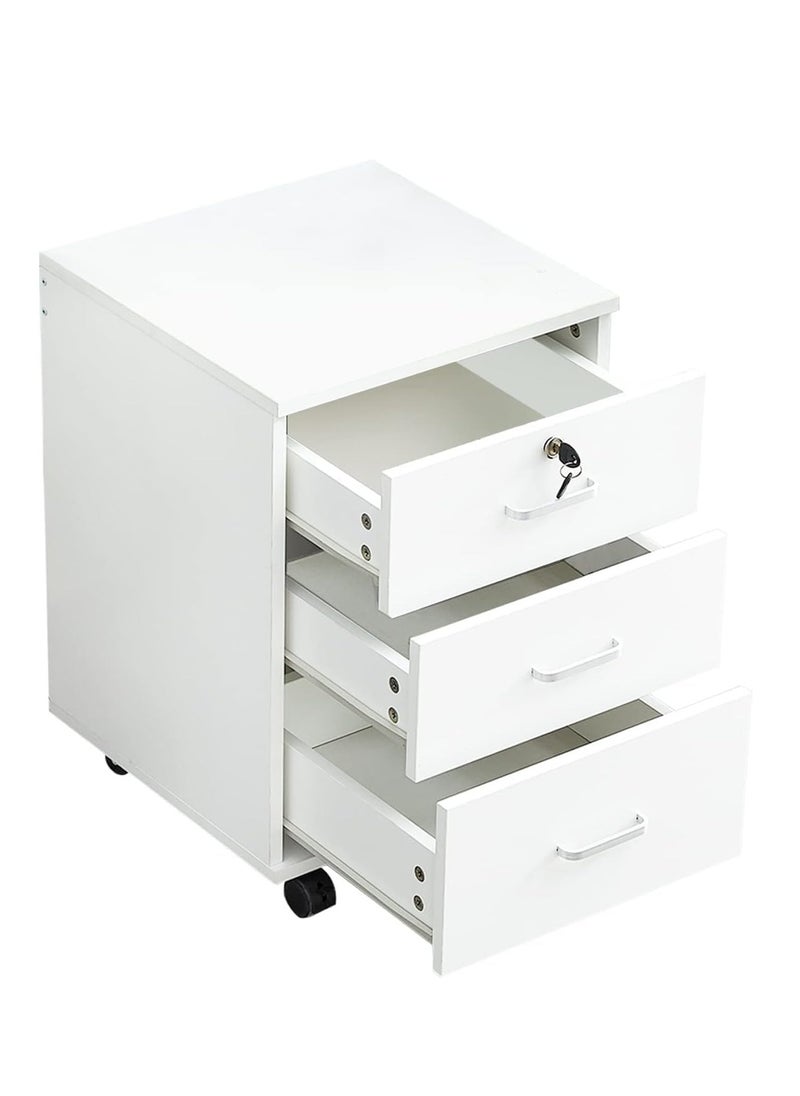 JOMILA Lockable Rolling Container with 3 Drawers Filing Cabinet Under Desk Office Cabinet with Wheels Documents in DIN A4 Legal Letter Format Office Furniture Office  - Image 2