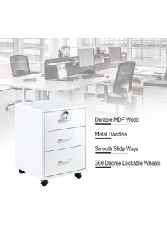 JOMILA Lockable Rolling Container with 3 Drawers Filing Cabinet Under Desk Office Cabinet with Wheels Documents in DIN A4 Legal Letter Format Office Furniture Office  - Image 3