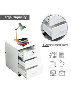 JOMILA Lockable Rolling Container with 3 Drawers Filing Cabinet Under Desk Office Cabinet with Wheels Documents in DIN A4 Legal Letter Format Office Furniture Office  - Image 4
