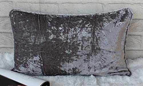Dekor World 2 Piece Regular Cotton Filled Velvet Royal Collection Pillow(Silver, 12x20 inches or 30x50 cm)-for Living Room and Bedroom - Image 5