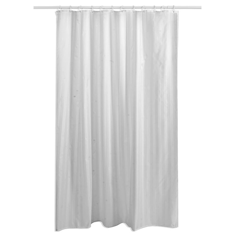 Obsessions ستارة دش مقاومة للماء مخططة من البوليستر مع 12 خطاف 180X230 سم_أبيض - Image 2