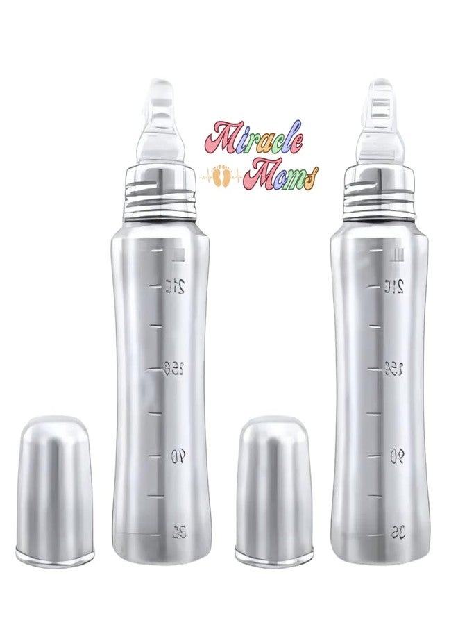 Miracle Moms Smooth Transition 304 grade Stainless Steel Milk Bottles with Nipple for Your Newborn Baby/Toddlers/Infants for Drinks/Milk/Water/BPA-Free Sipper Nipple (Pack of 2) 240 ML - Image 2