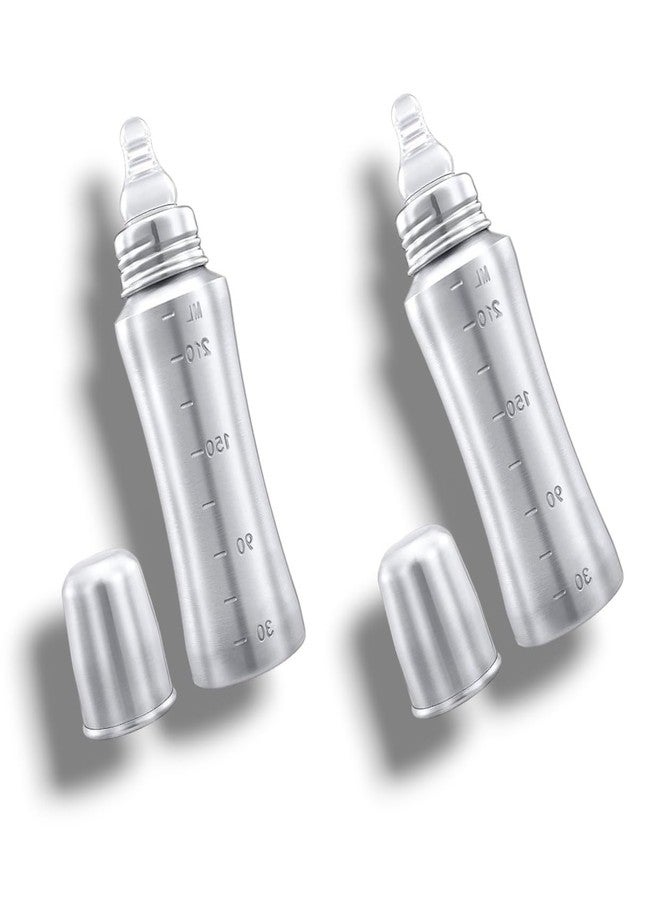 Miracle Moms Smooth Transition 304 grade Stainless Steel Milk Bottles with Nipple for Your Newborn Baby/Toddlers/Infants for Drinks/Milk/Water/BPA-Free Sipper Nipple (Pack of 2) 240 ML - Image 1
