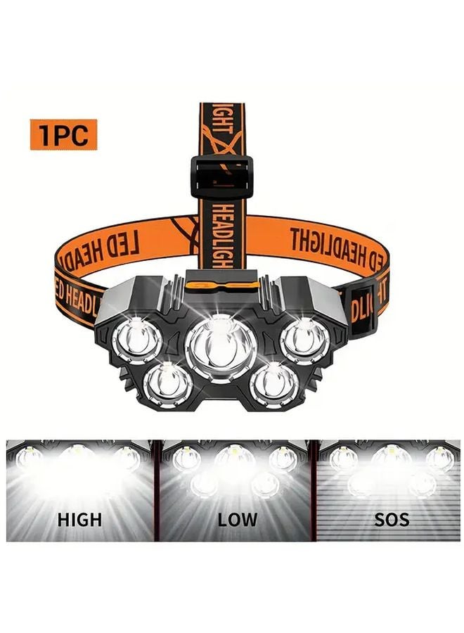 1 Pack USB Fast Charging Headlamp With Multiple Brightness Modes Type C Quick Charge - Image 1
