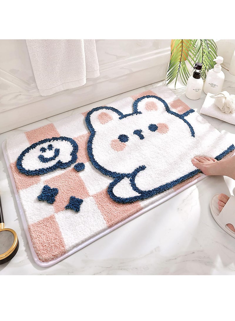 Animal Bathroom Rug Mat Extra Soft and Absorbent Bath Rugs Machine Wash Dry Non Slip Carpet for Tub Shower Room Rabbit 16x24In - Image 1
