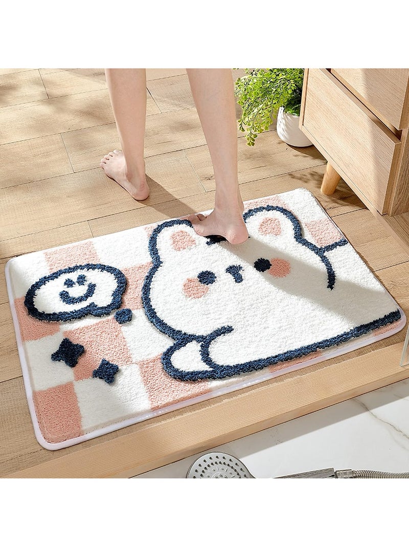 Animal Bathroom Rug Mat Extra Soft and Absorbent Bath Rugs Machine Wash Dry Non Slip Carpet for Tub Shower Room Rabbit 16x24In - Image 2