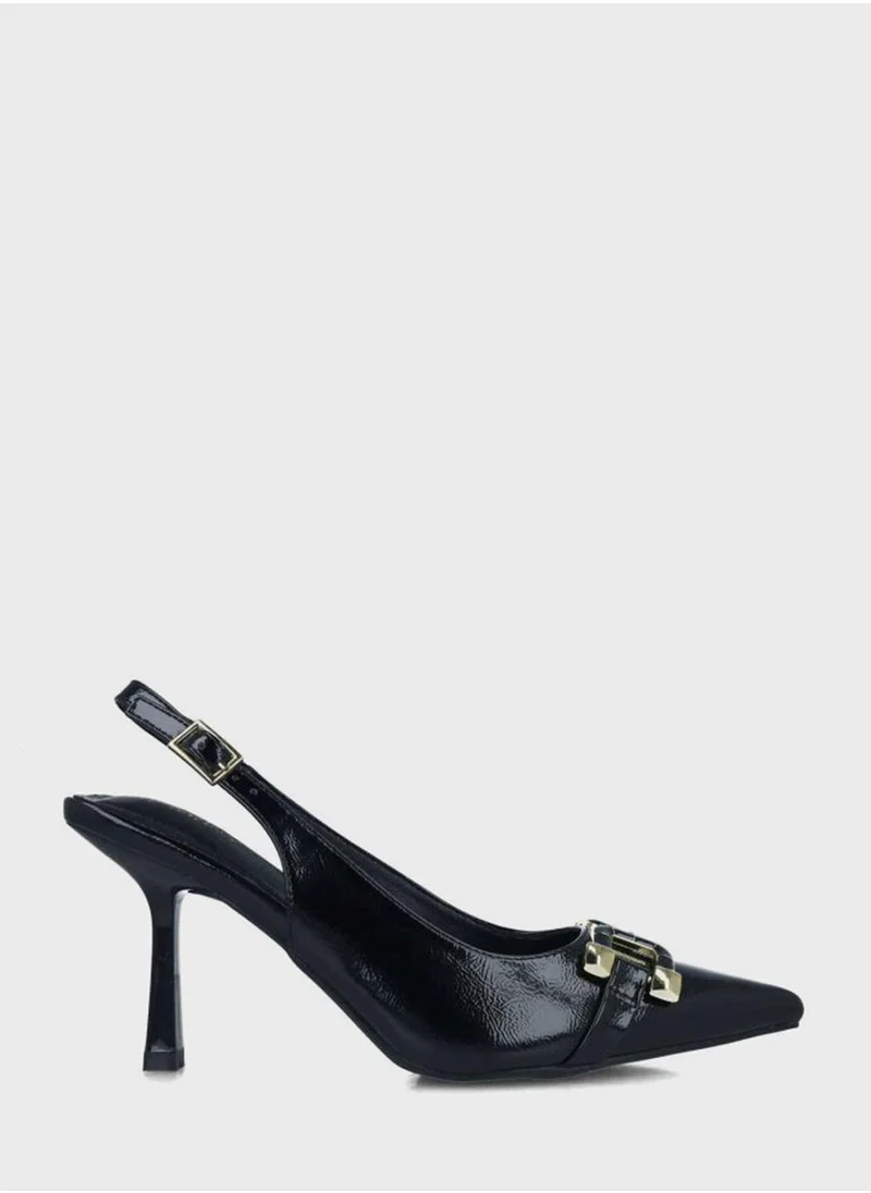 منبور Pointed Toe Mid Heel Pumps