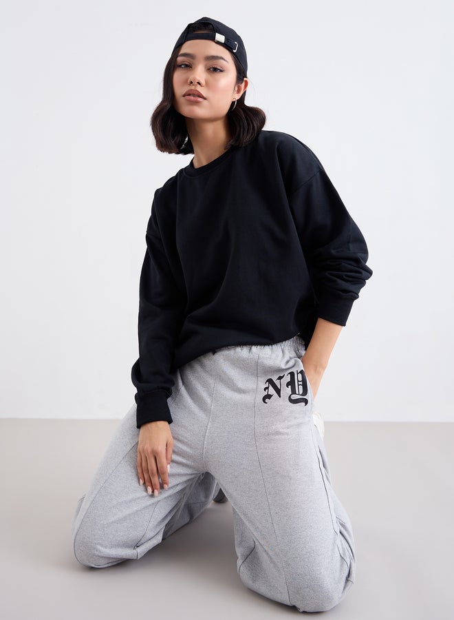 Styli Longline Black Oversized Sweatshirt - Image 5