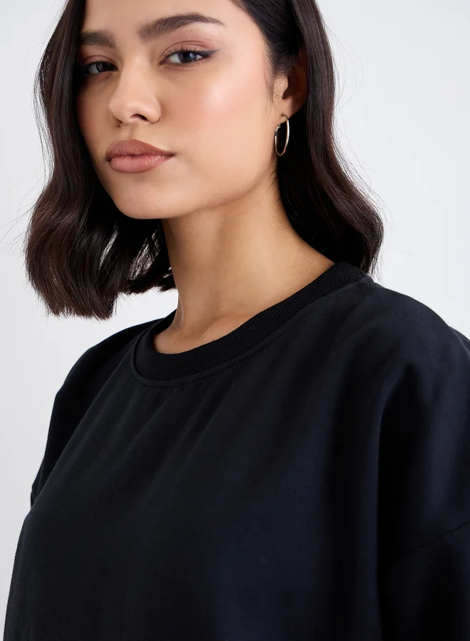 Styli Styli Longline Black Oversized Sweatshirt
