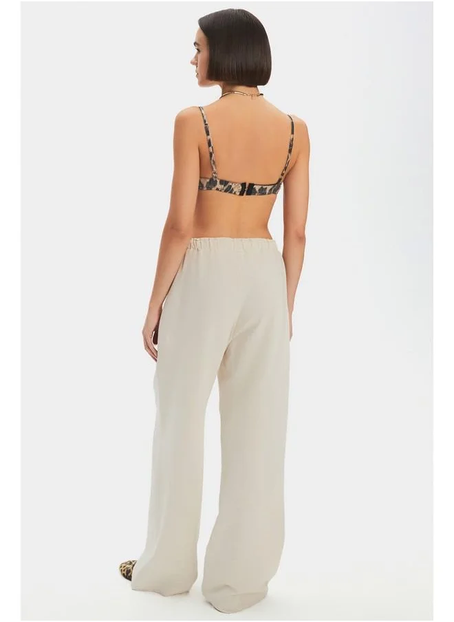 جون June Katen Blend Elastic Waist Trouser Stone